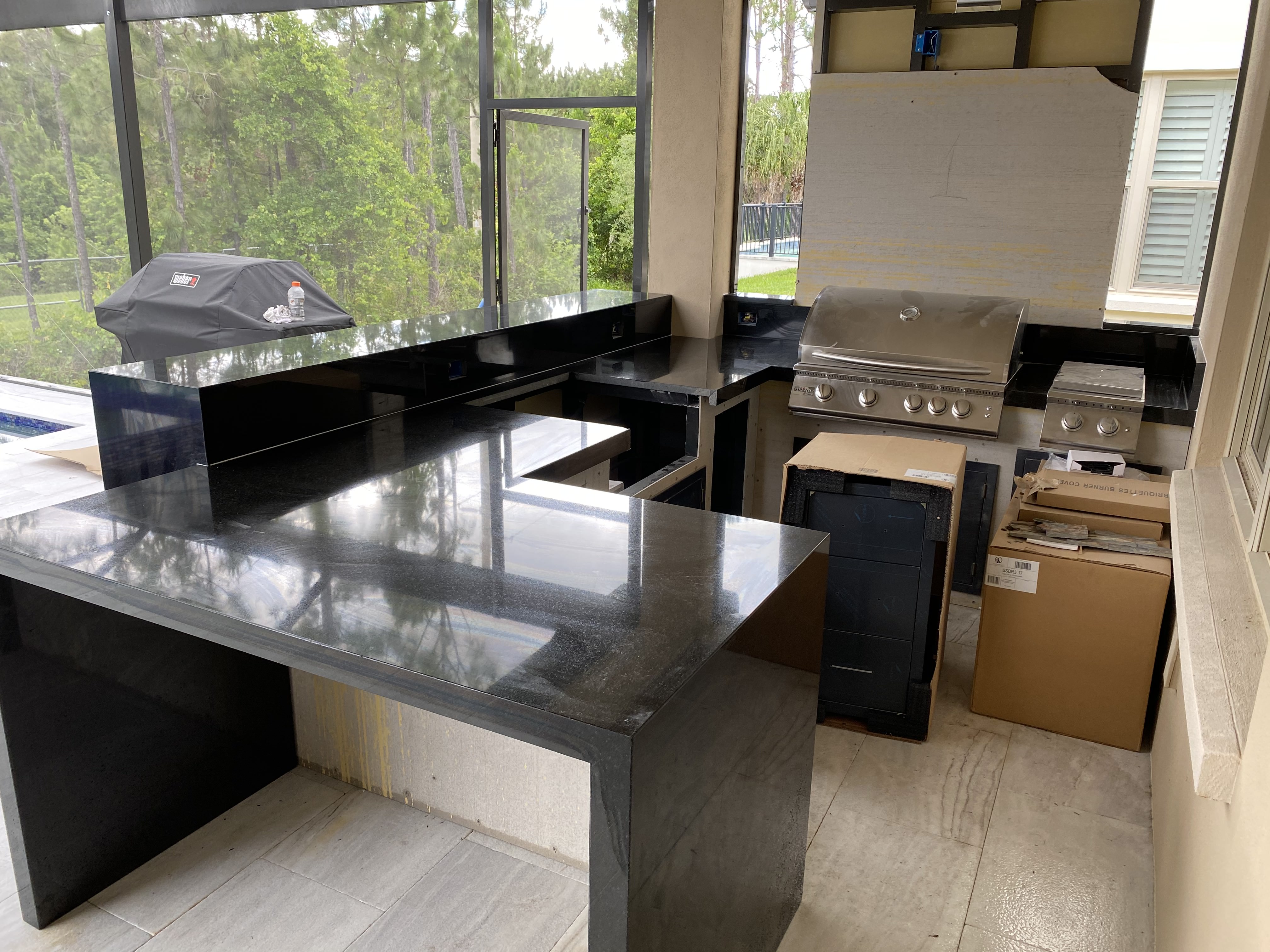 Outdoor kitchen under installation